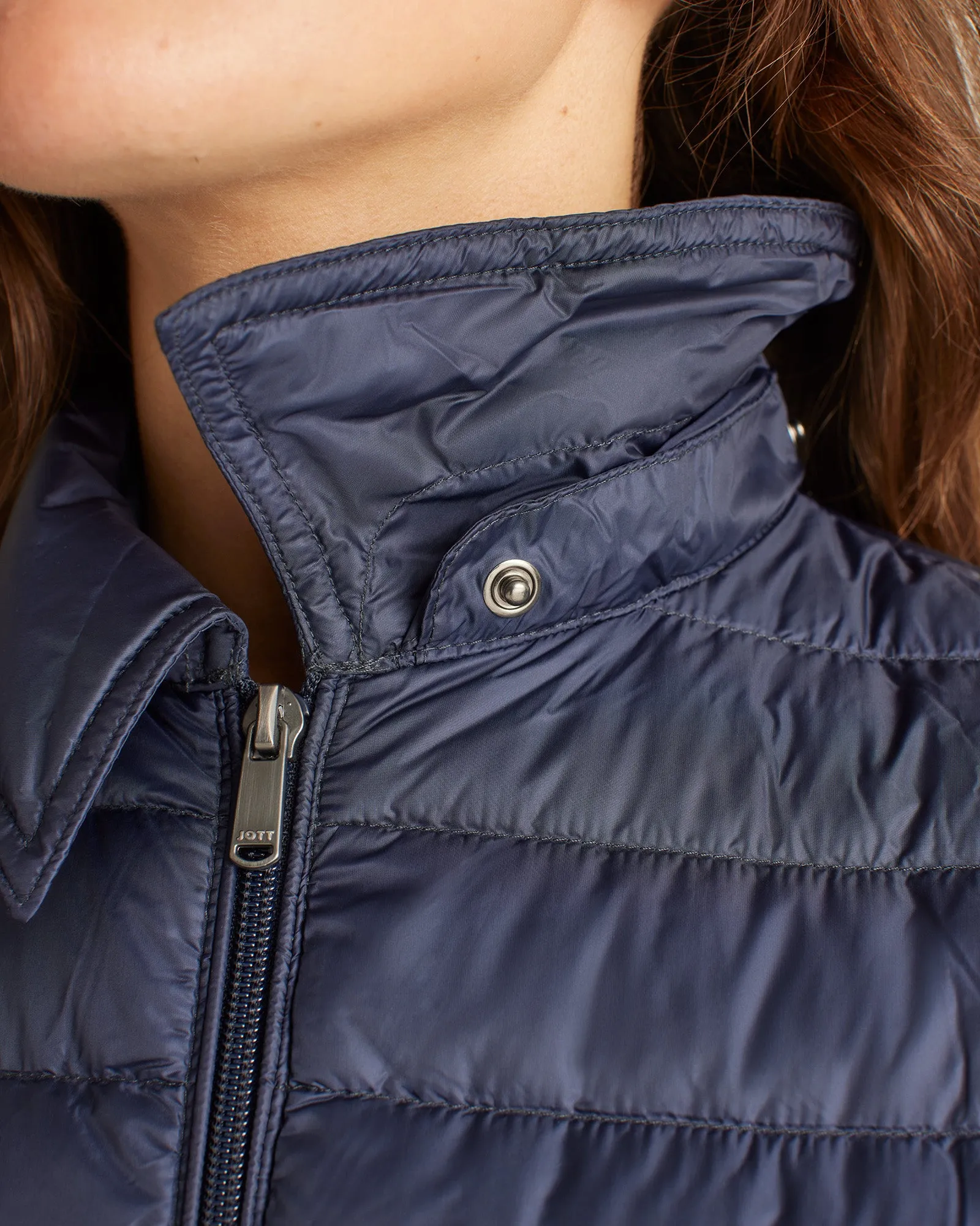 Navy Vero long hooded puffer jacket