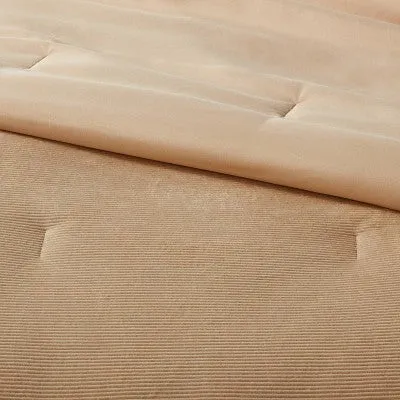 New - Twin/ Twin Extra Long Corduroy Plush Comforter Khaki - Room Essentials