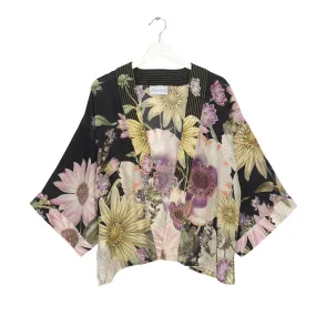 ONE HUNDRED STARS | Short Kimono Daisy Black Crepe