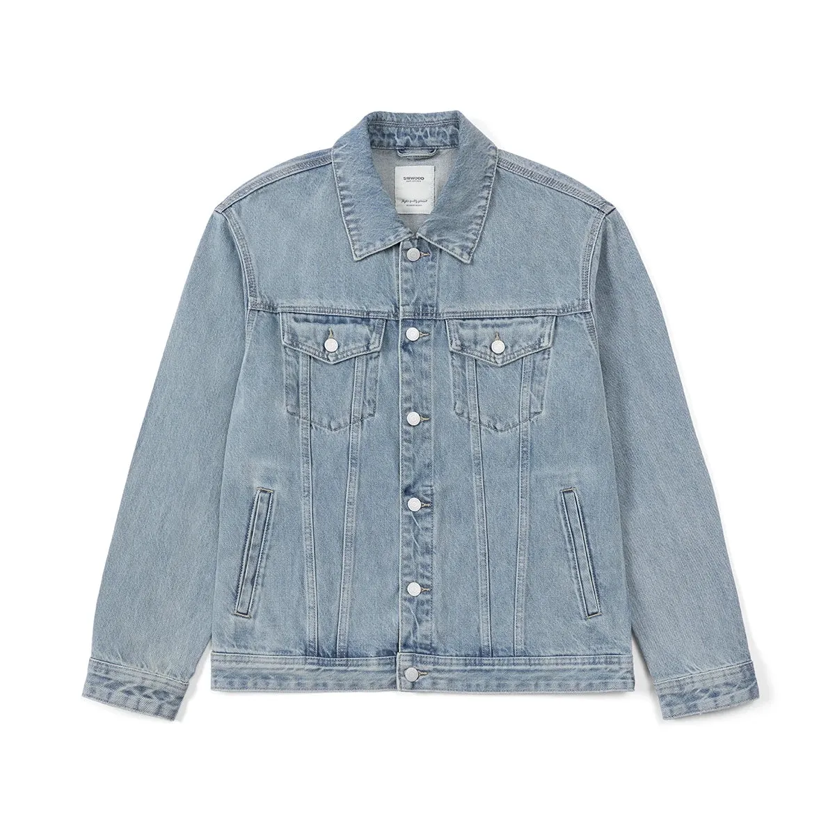 Oversize Classic Denim Jackets Men Washed Vintage 100% Cotton
