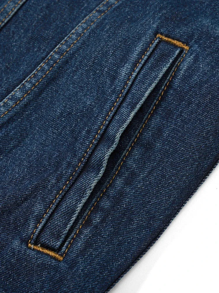 Oversize Classic Denim Jackets Men Washed Vintage 100% Cotton
