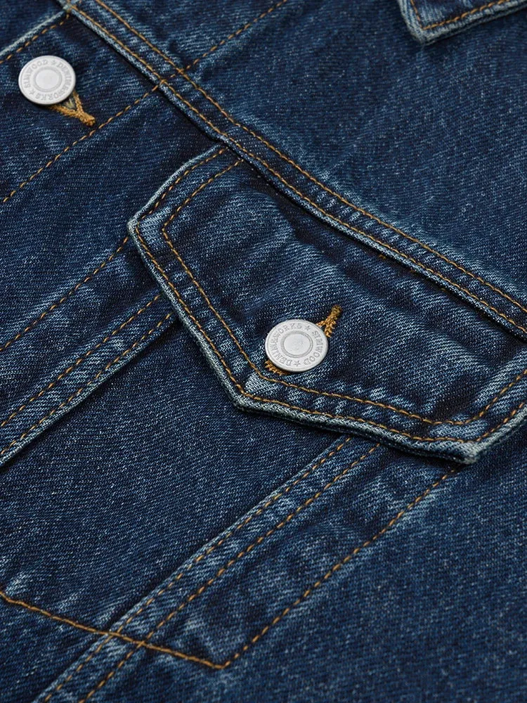 Oversize Classic Denim Jackets Men Washed Vintage 100% Cotton