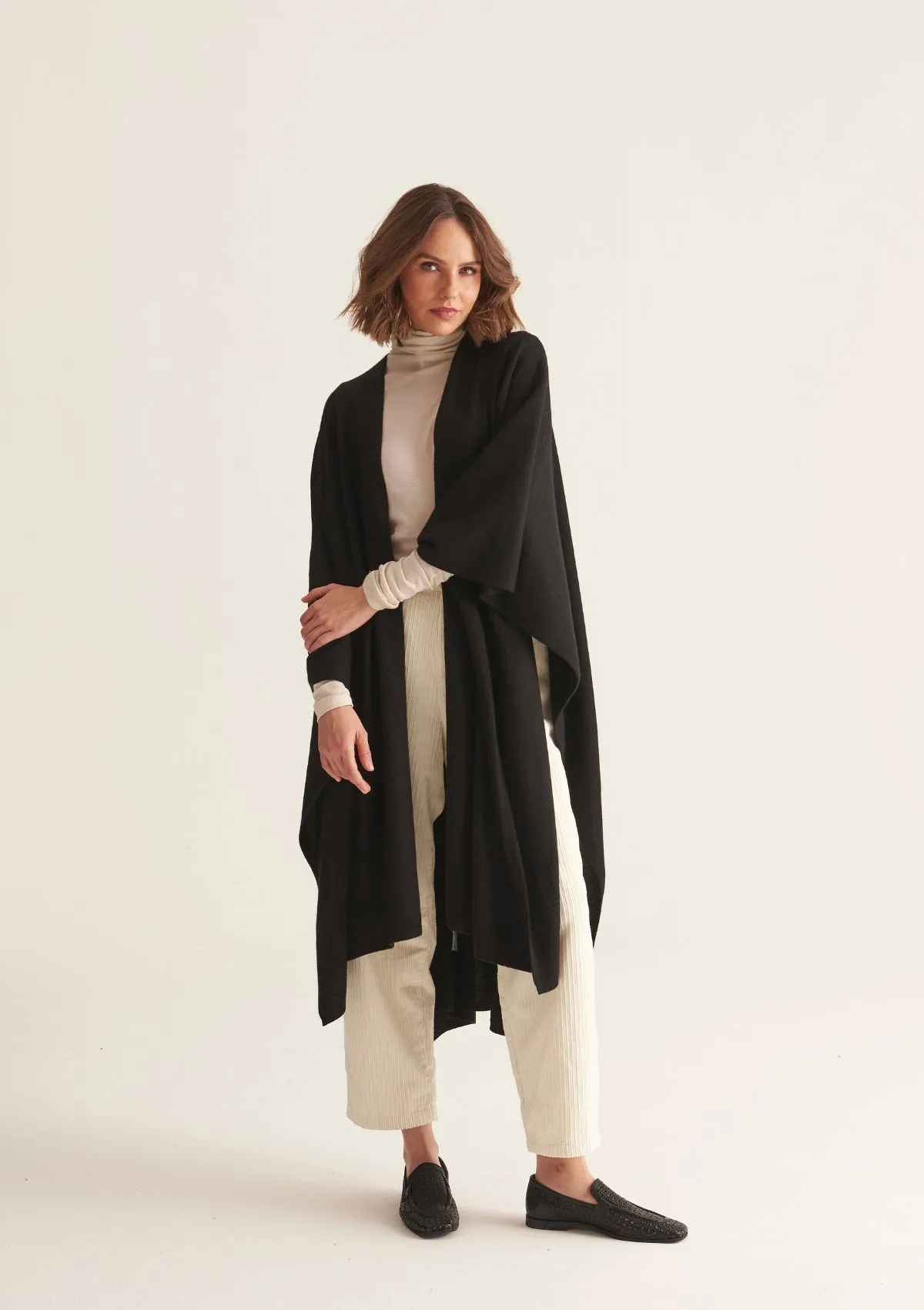 Oversized Cashmere Cape in Black