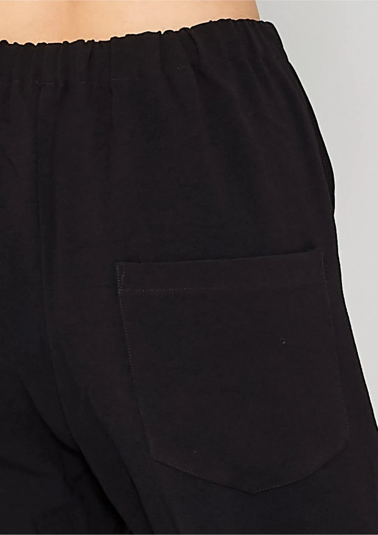PANTS STRETCH HIGH WAIST - VINTAGE SAKURA CREPE black plain