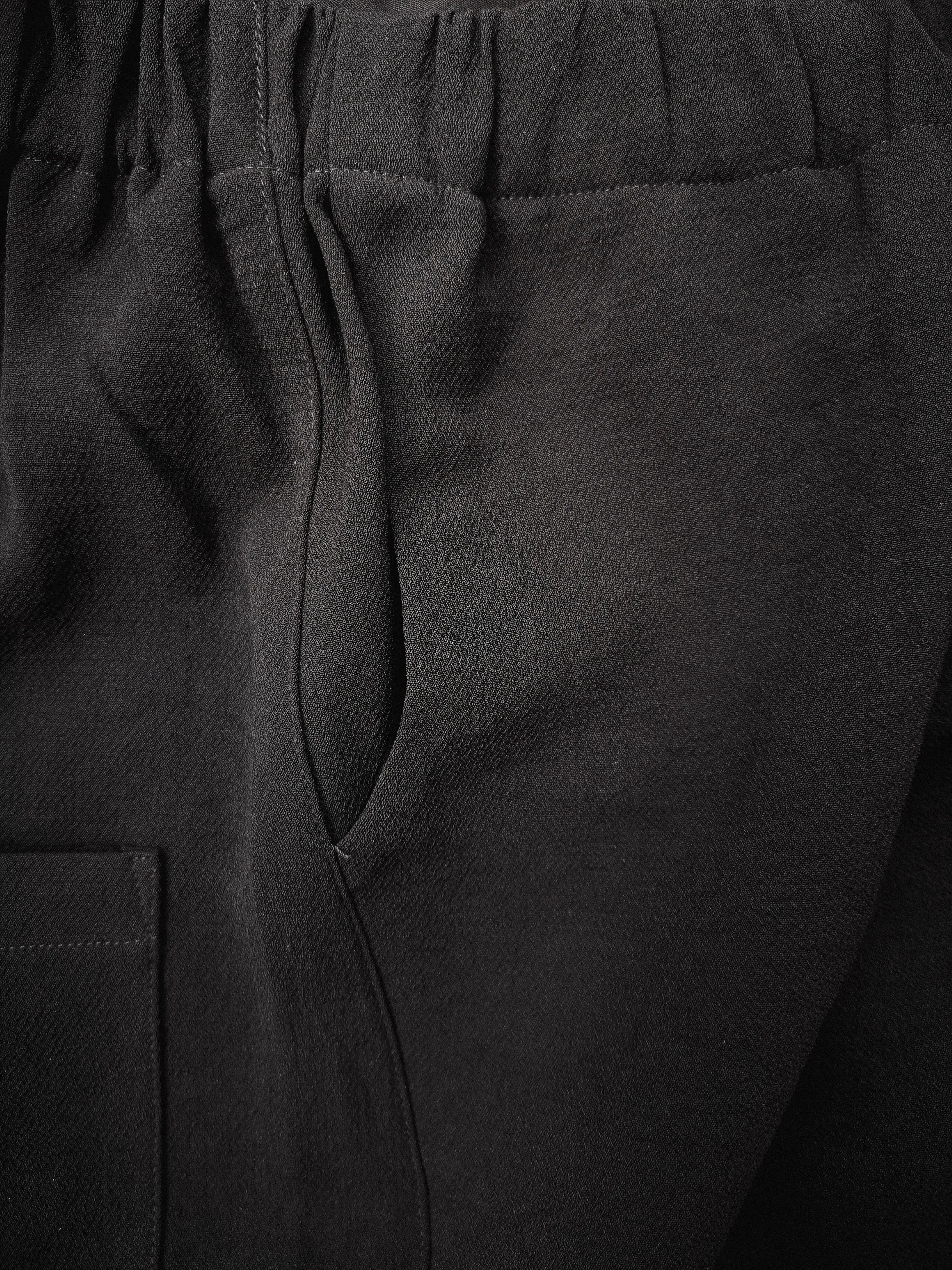 PANTS STRETCH HIGH WAIST - VINTAGE SAKURA CREPE black plain