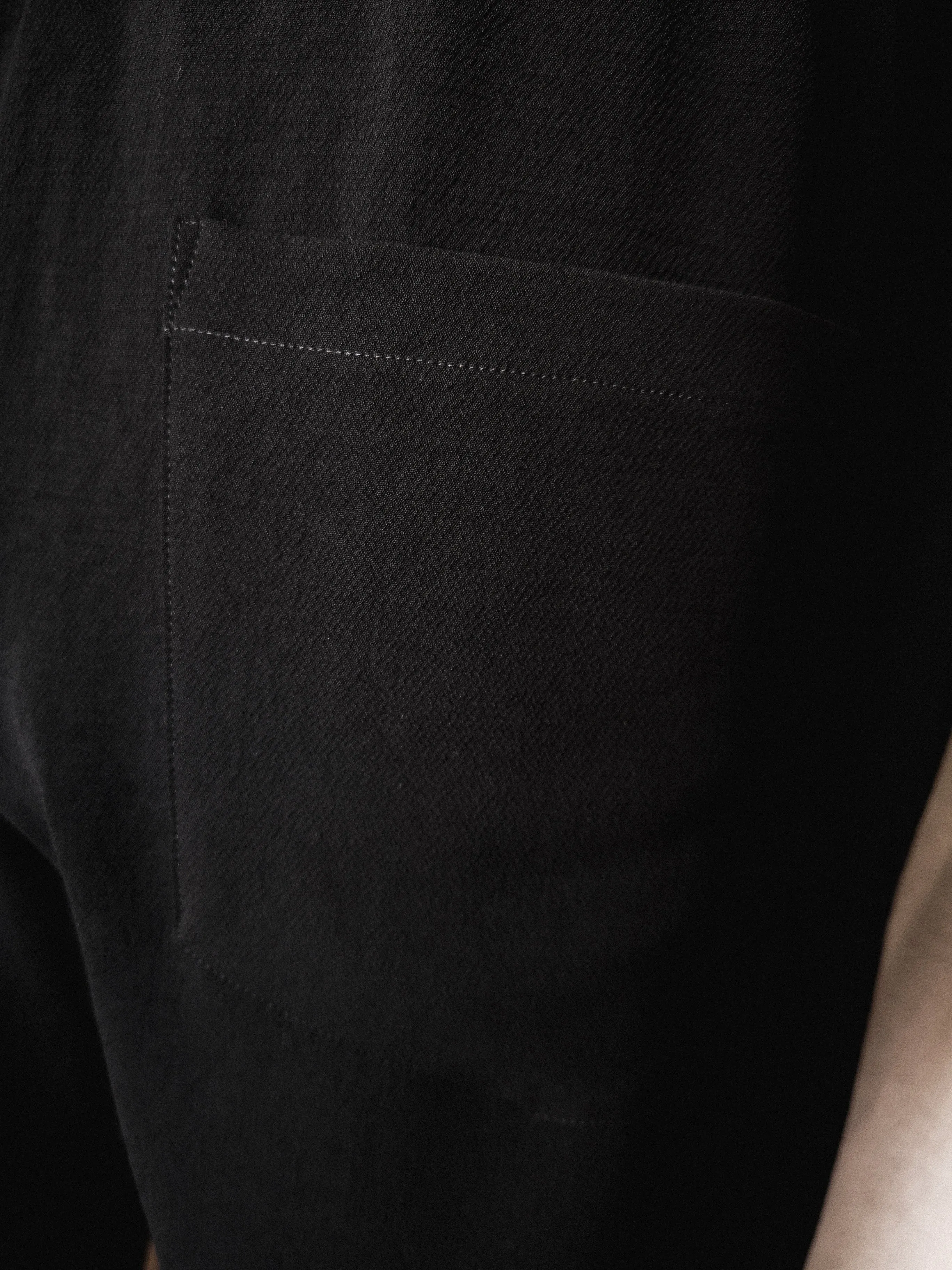 PANTS STRETCH HIGH WAIST - VINTAGE SAKURA CREPE black plain