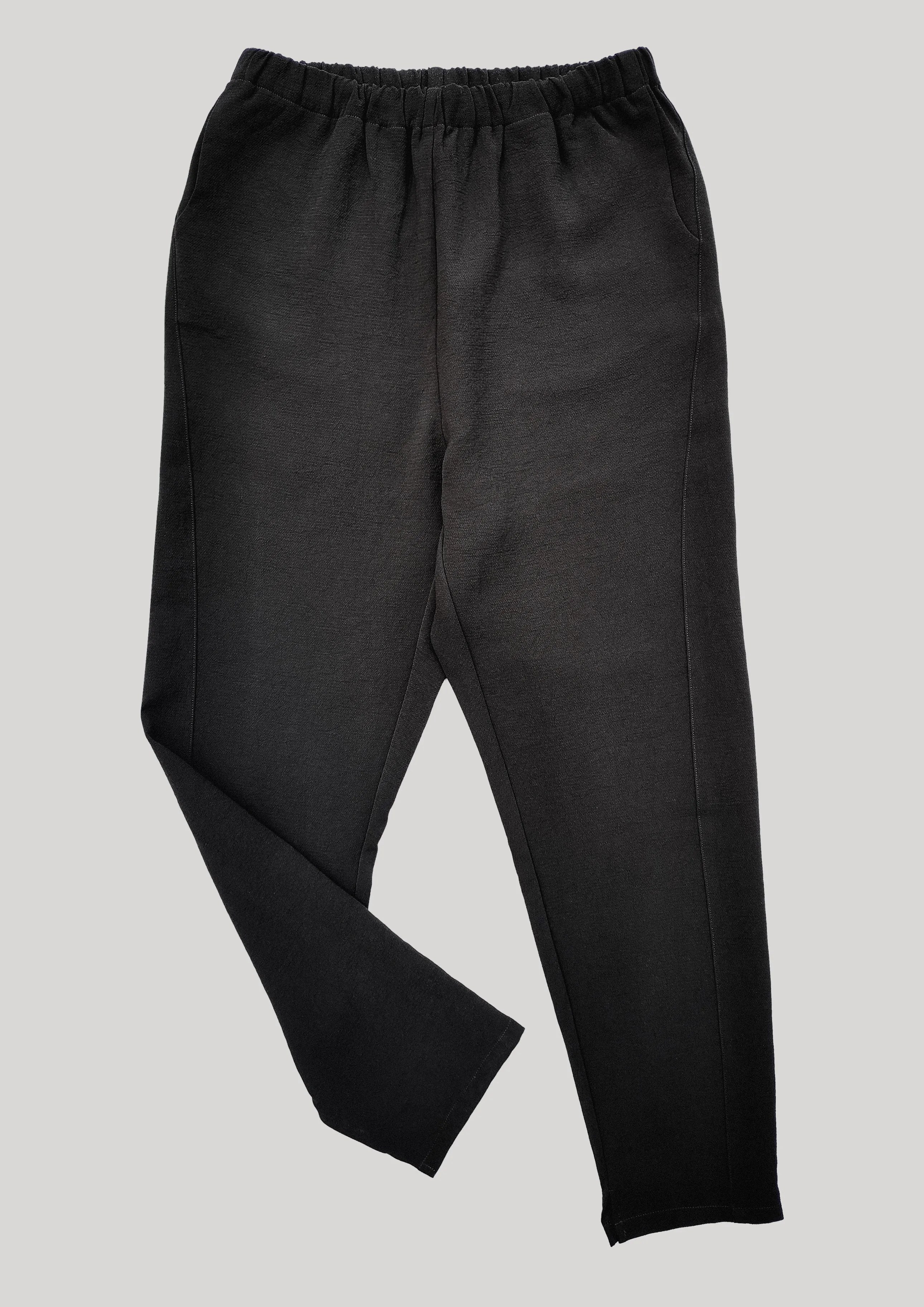 PANTS STRETCH HIGH WAIST - VINTAGE SAKURA CREPE black plain