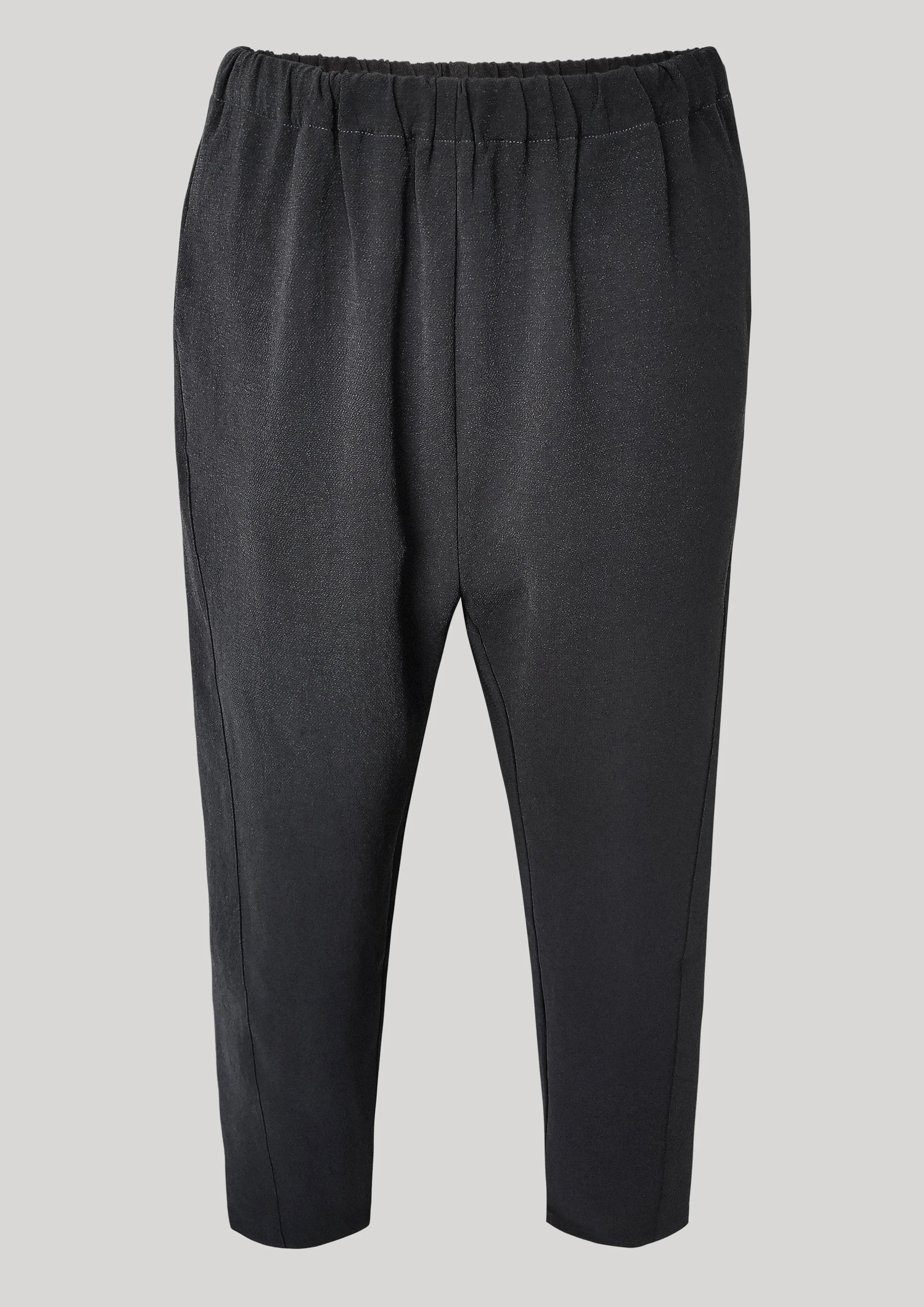 PANTS STRETCH HIGH WAIST - VINTAGE SAKURA CREPE black plain