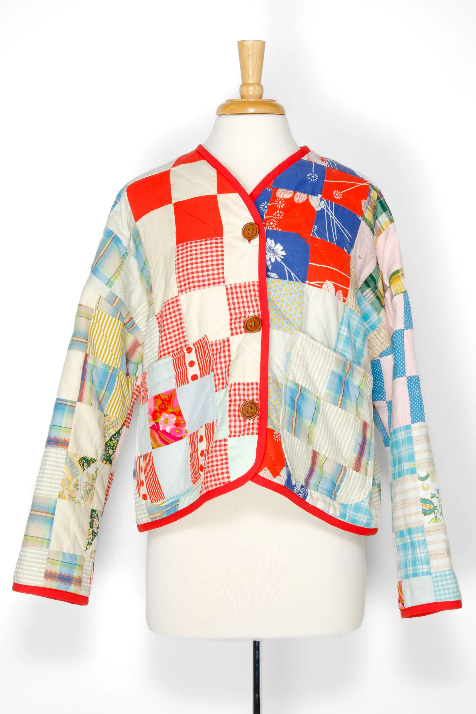Patchwork Cropped Cardigan Coat (Large)
