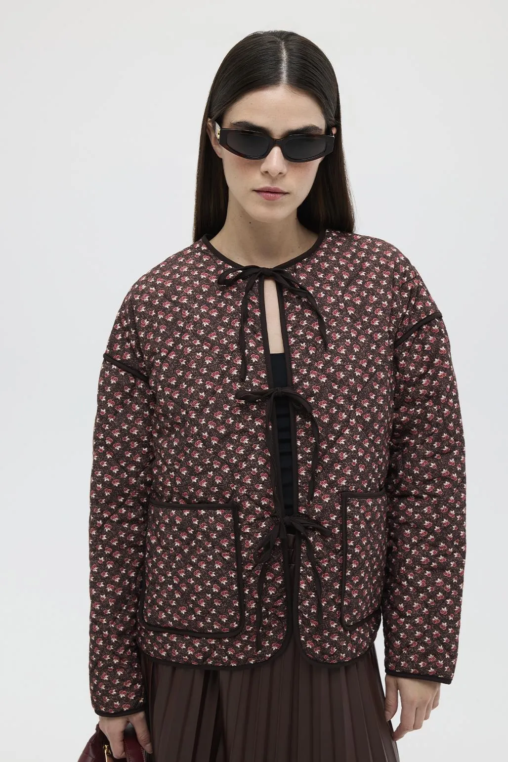 Patterned Midi Quilted Coat Chirpy