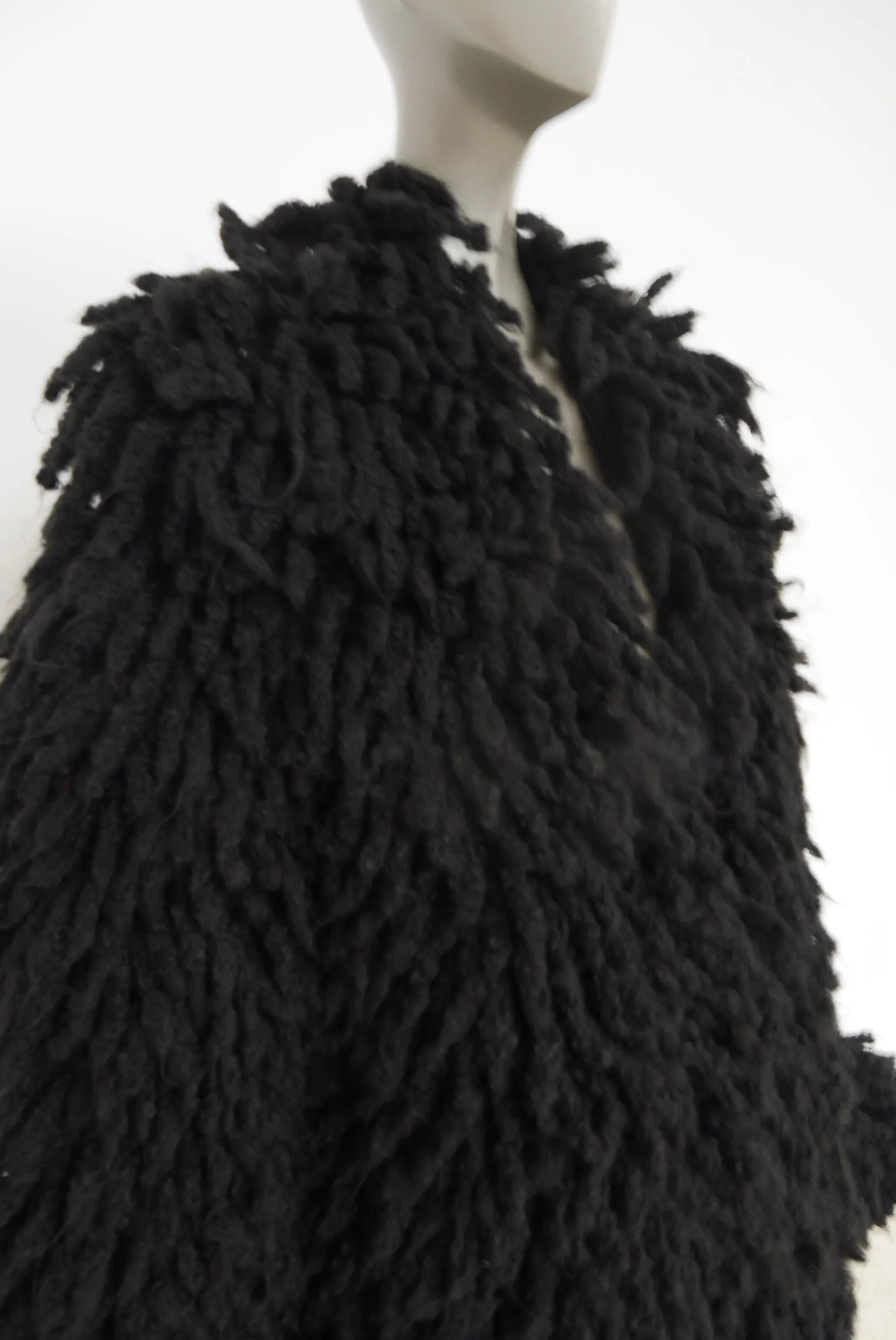 Pierre Balmain avant-garde wool / mohair fringed rag coat