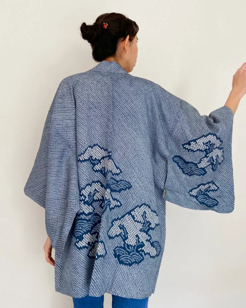 Pine Tree Shibori Haori Kimono Jacket