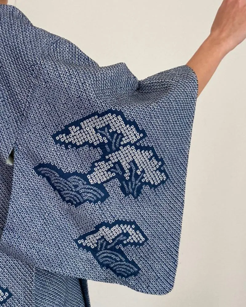 Pine Tree Shibori Haori Kimono Jacket