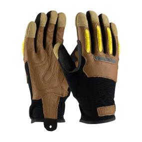 PIP 120-4200 Maximum Safety Journeyman Goatskin Leather Palm with Leather Back and TPR Knuckle Guards Safety Glove (One Dozen)