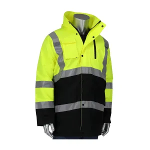 PIP 343-1750-LY/2X ANSI Type R Class 3 Black Bottom Coat with Built-in Quilted Insulation