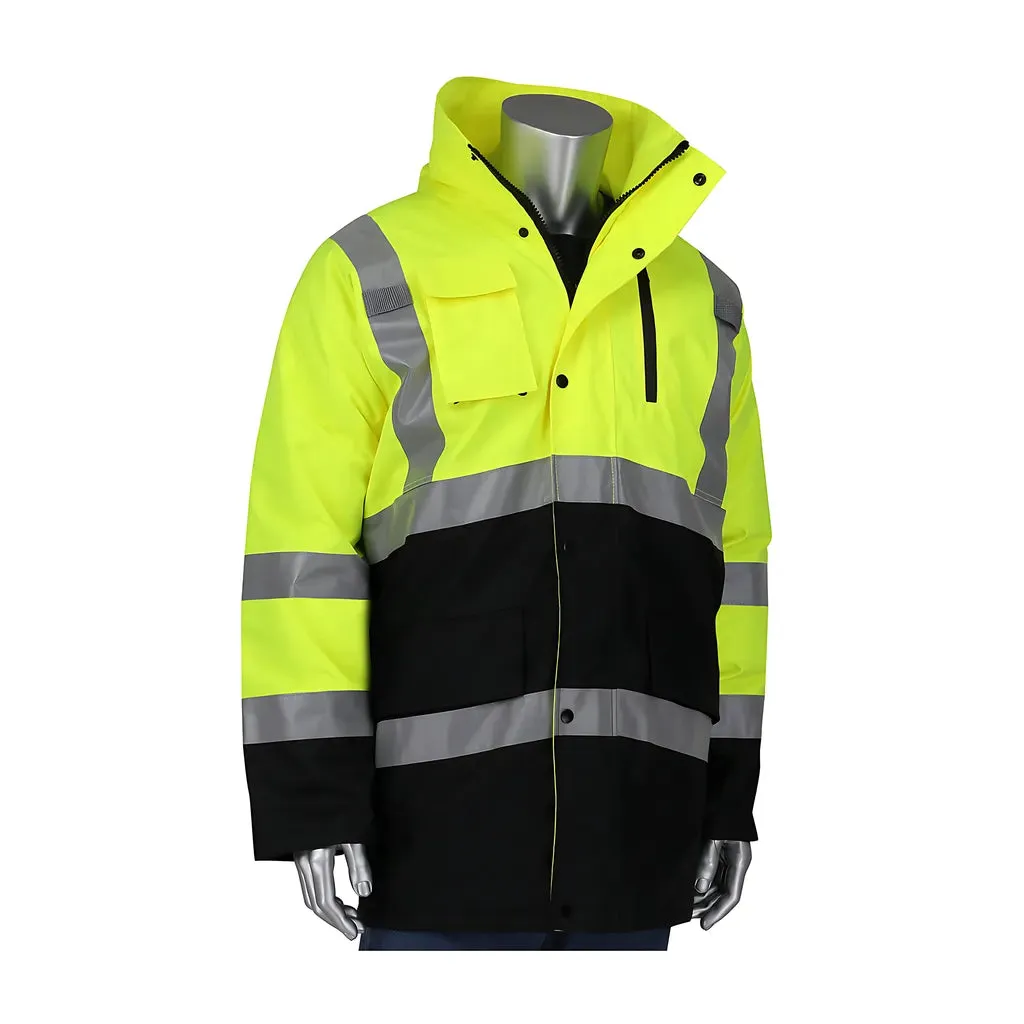 PIP 343-1750-LY/2X ANSI Type R Class 3 Black Bottom Coat with Built-in Quilted Insulation