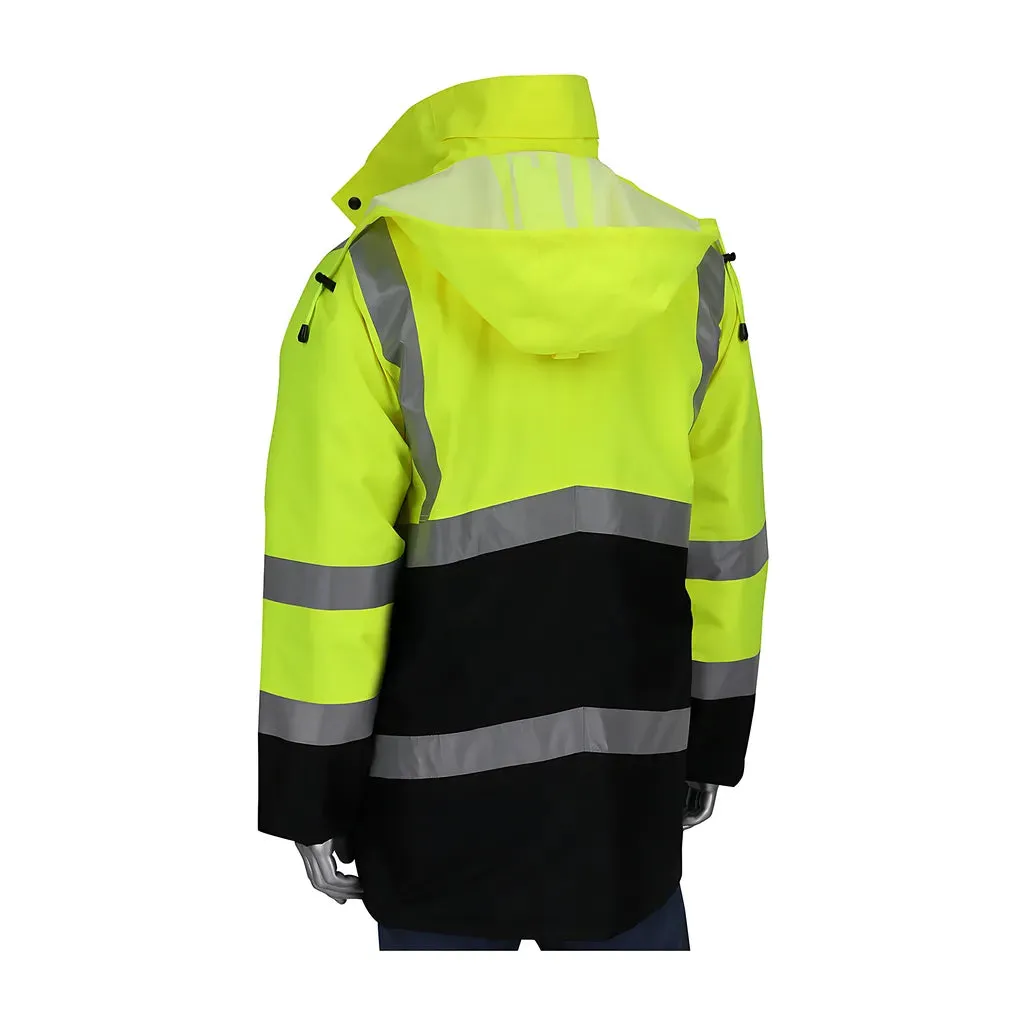 PIP 343-1750-LY/2X ANSI Type R Class 3 Black Bottom Coat with Built-in Quilted Insulation