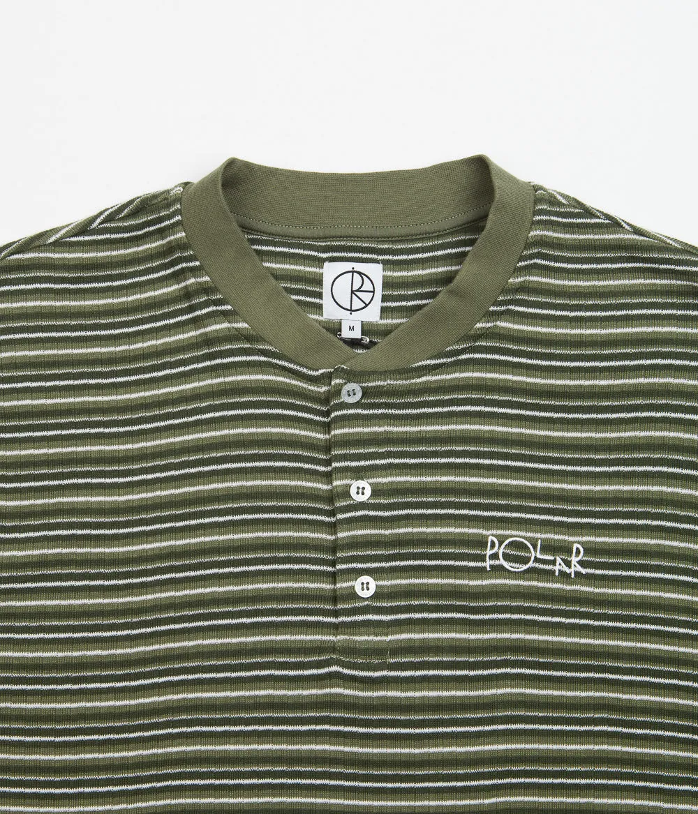 Polar Stripe Rib Henley T-Shirt - Uniform Green