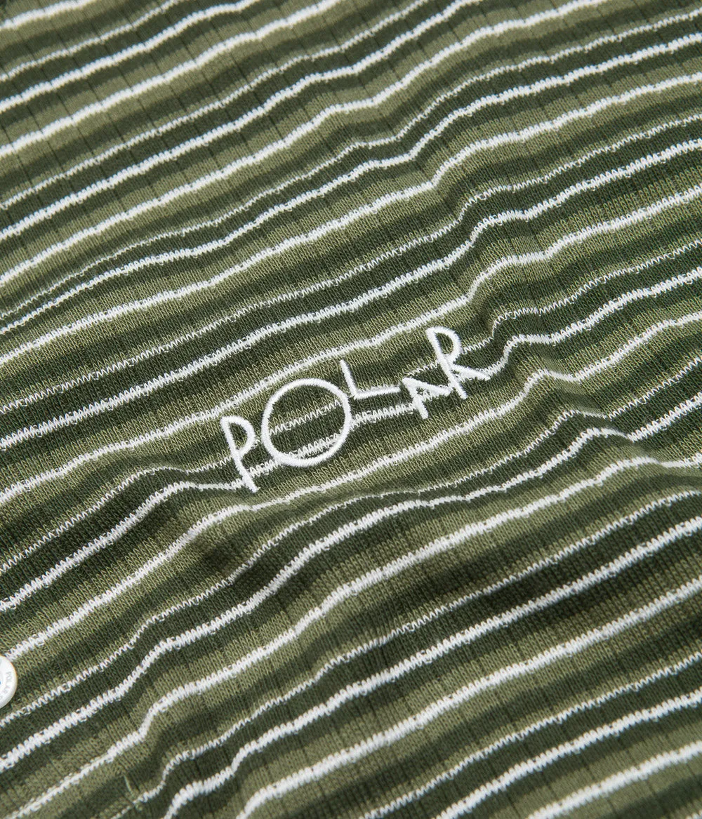 Polar Stripe Rib Henley T-Shirt - Uniform Green