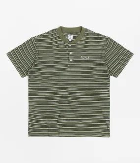 Polar Stripe Rib Henley T-Shirt - Uniform Green
