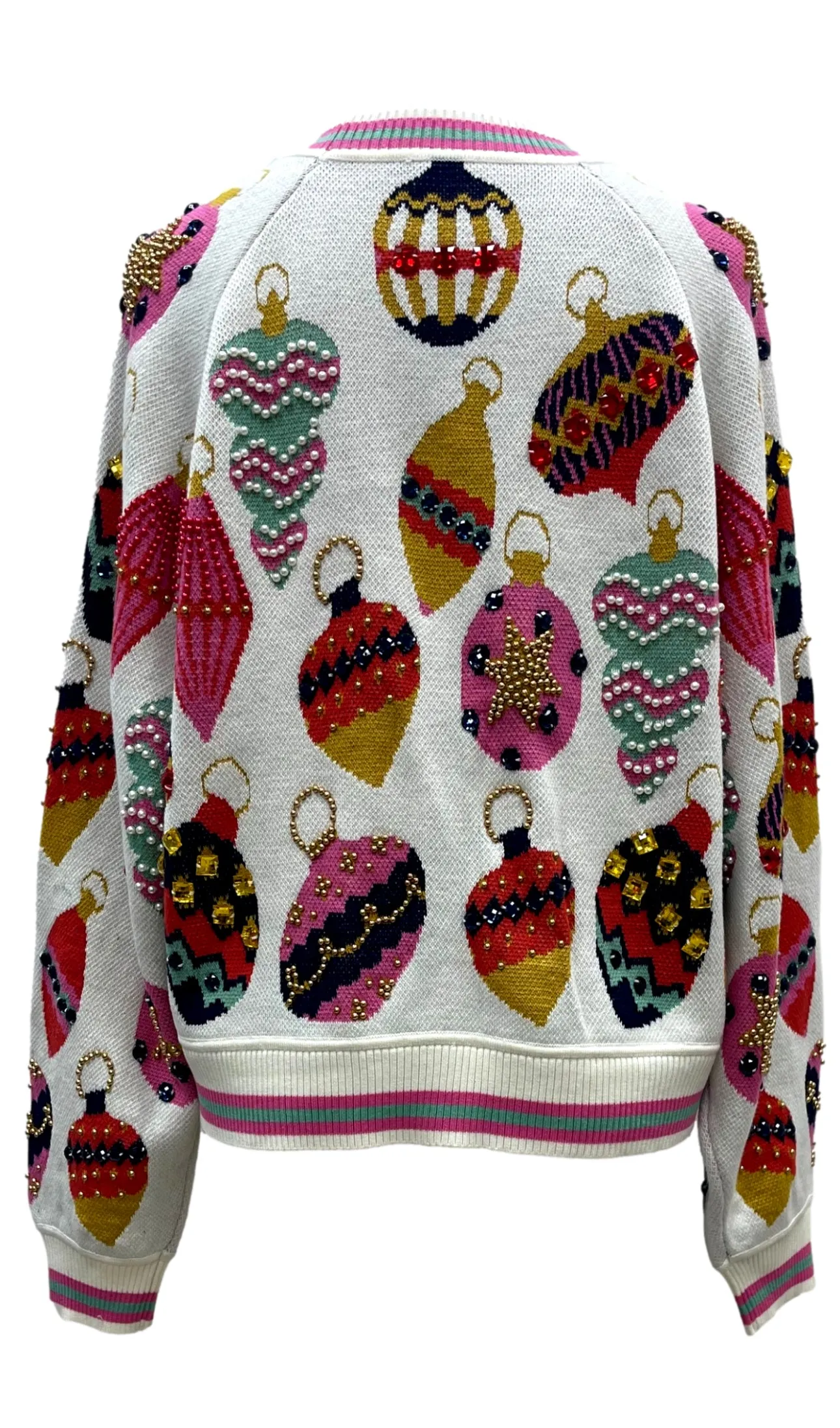 Queen Of Sparkles Beige Multi Ornament Cardigan