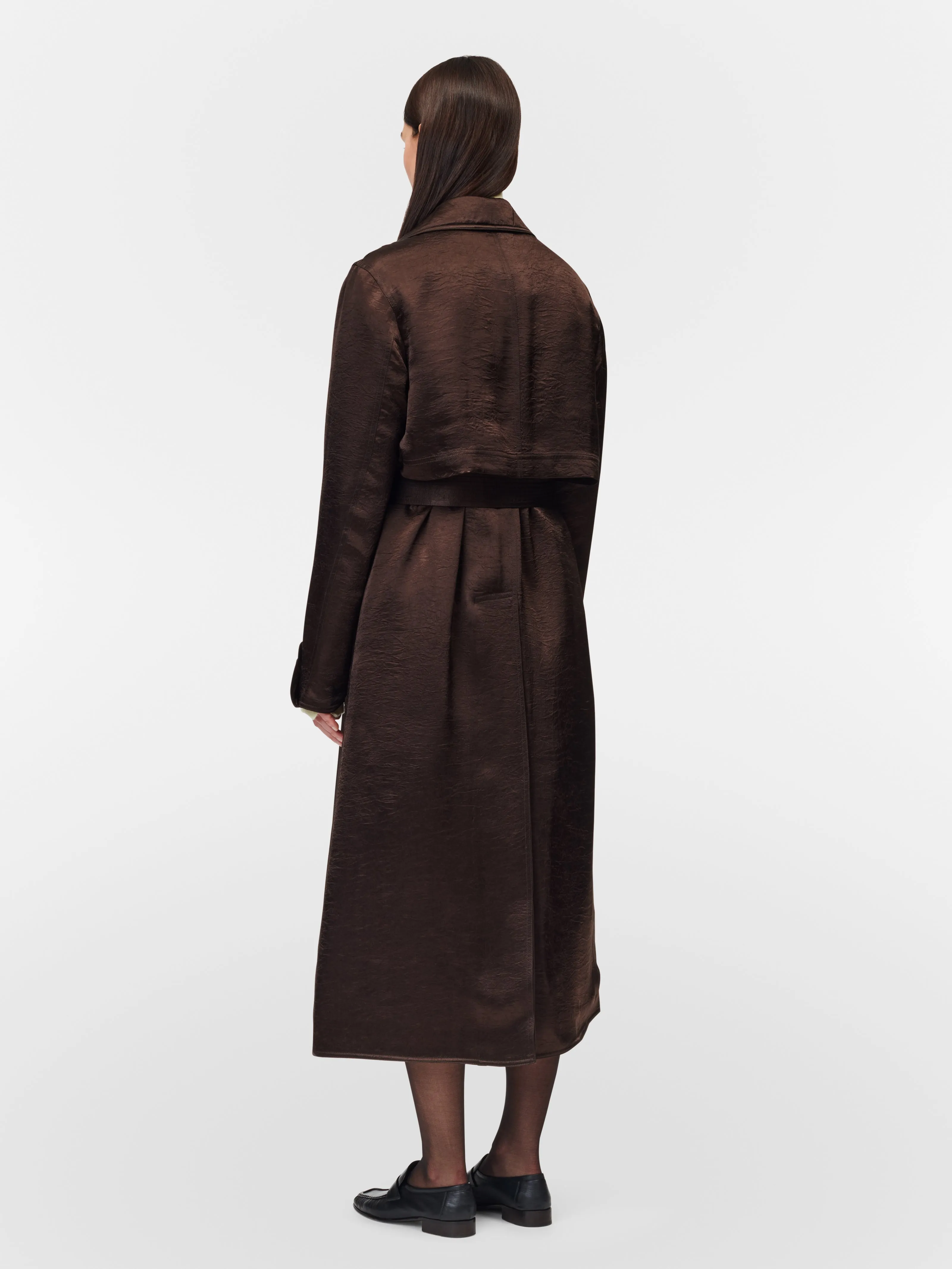 Quilted Trench Coat in Chocolate