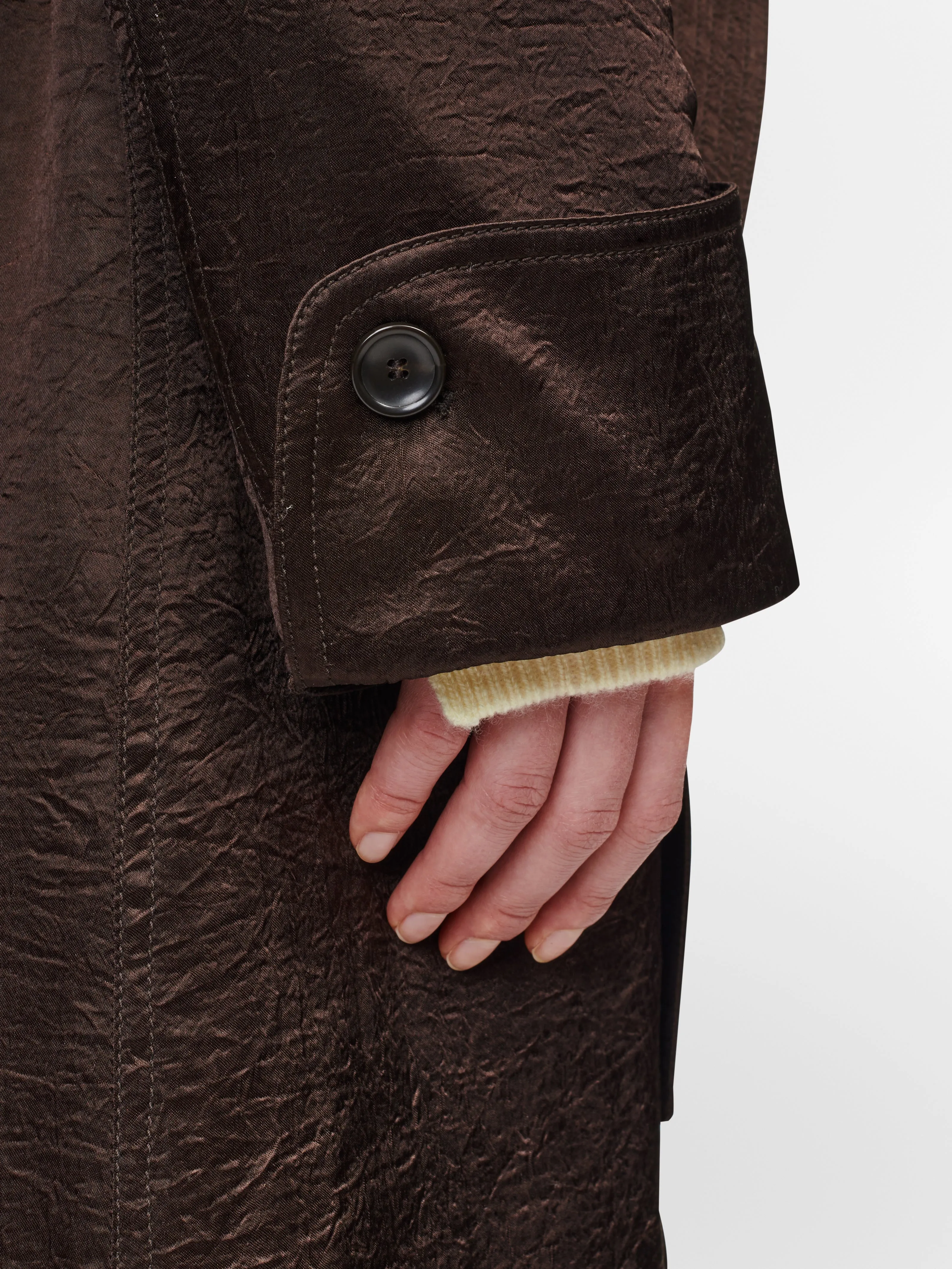 Quilted Trench Coat in Chocolate