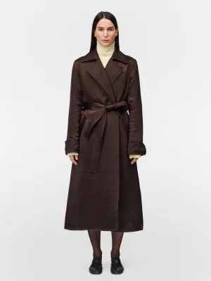 Quilted Trench Coat in Chocolate