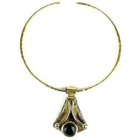 Reborn Blue Tiger Eye Brass Pendant Necklace - Brass Images (N)