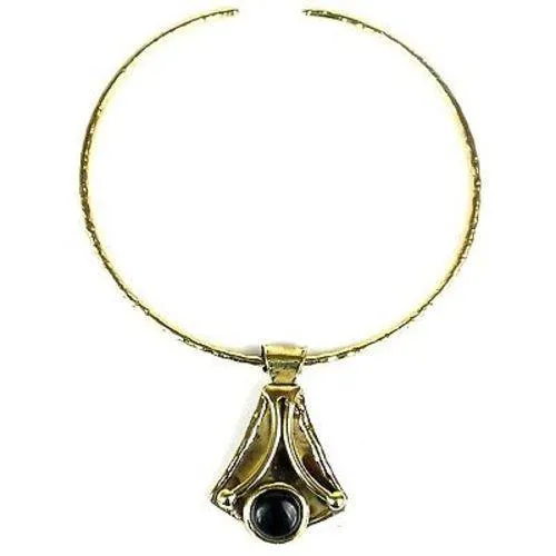 Reborn Blue Tiger Eye Brass Pendant Necklace - Brass Images (N)