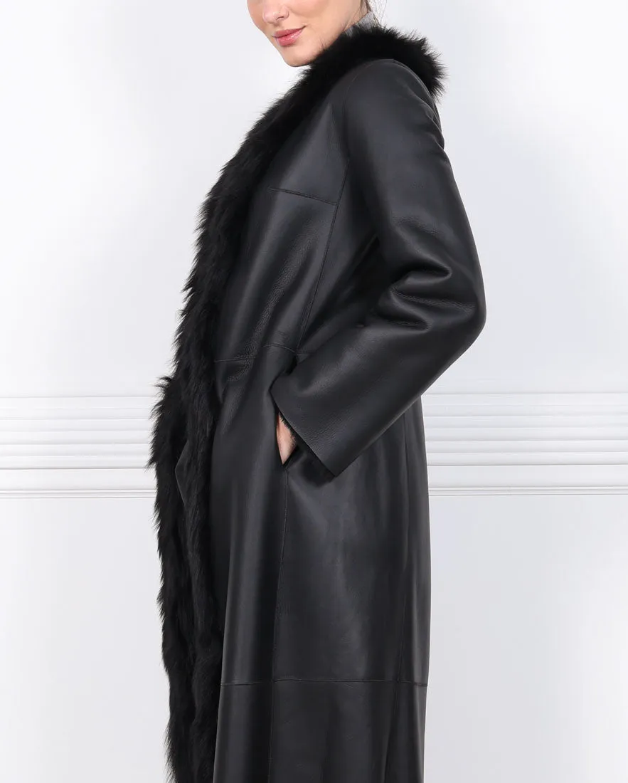Reversible Merino Shearling Coat with Long Hair Toscana Trim