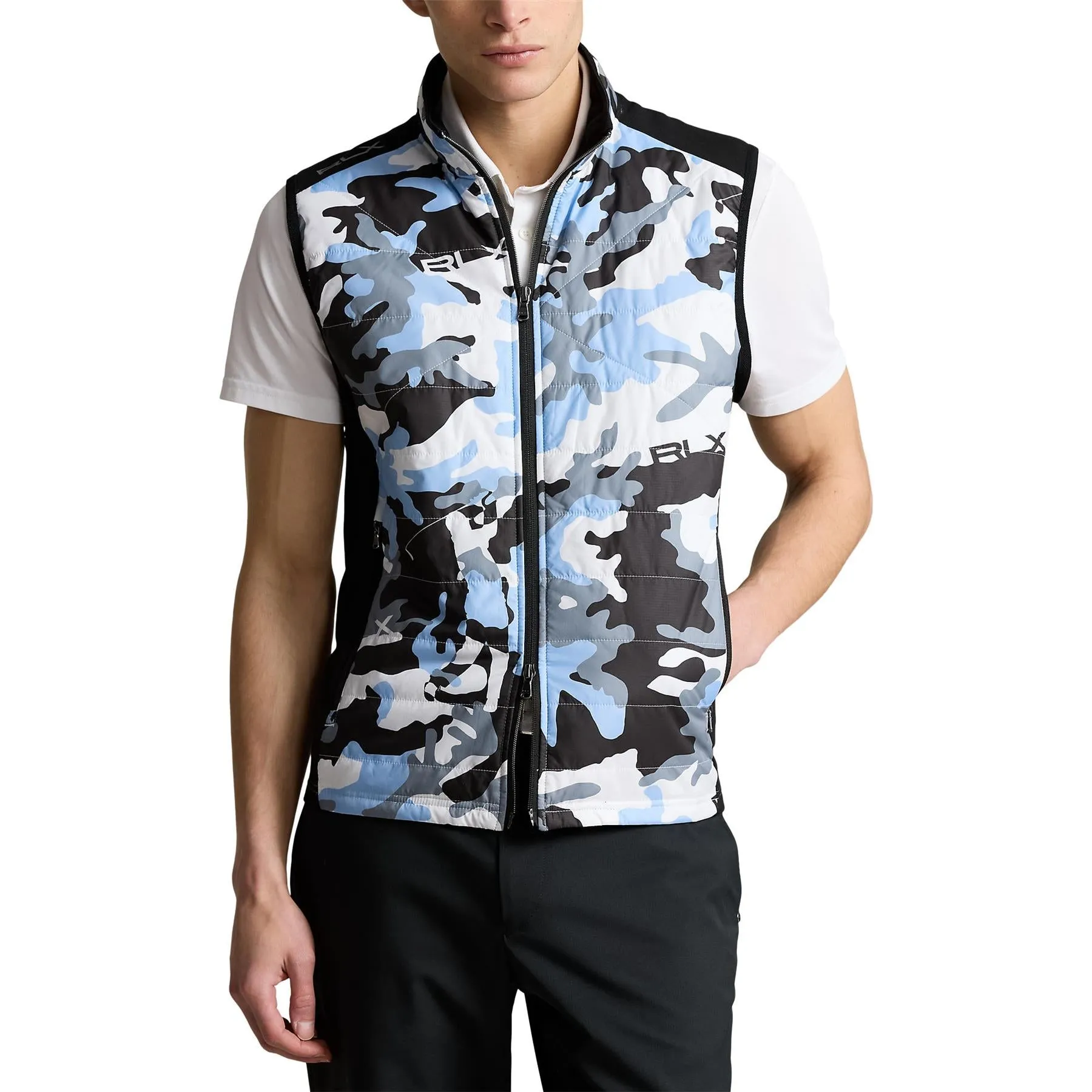 RLX Classic Fit Cool Wool Printed Hybrid Gilet Black - SS24