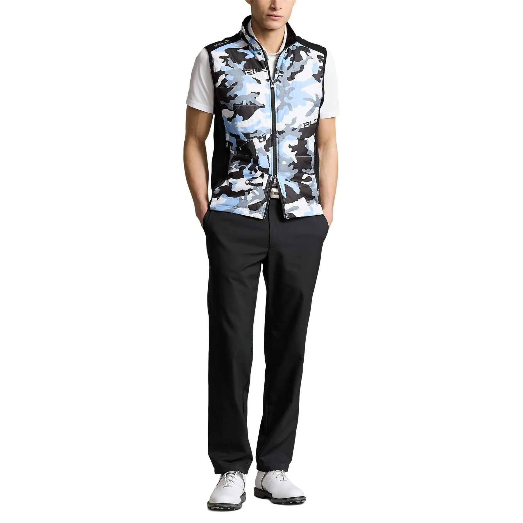 RLX Classic Fit Cool Wool Printed Hybrid Gilet Black - SS24
