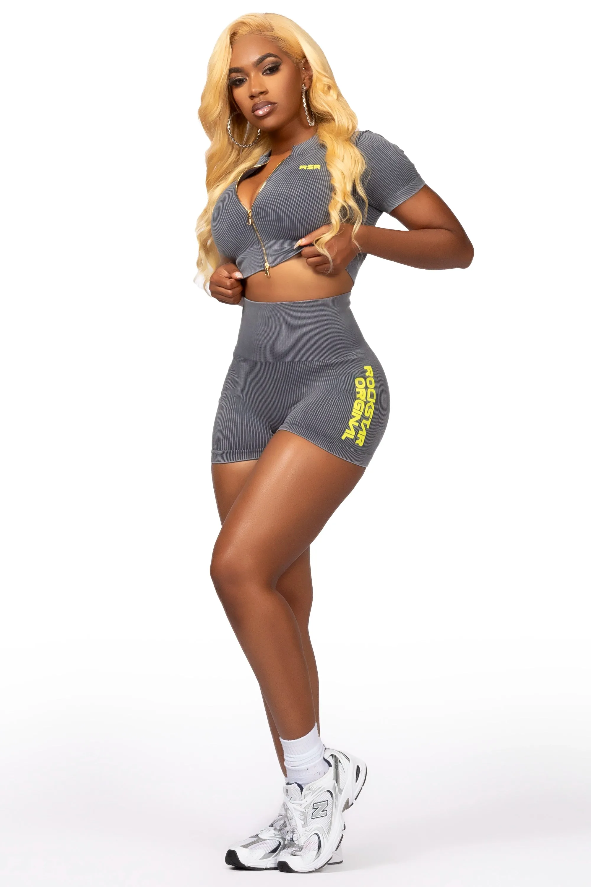 Saraii Grey Bike Short Set