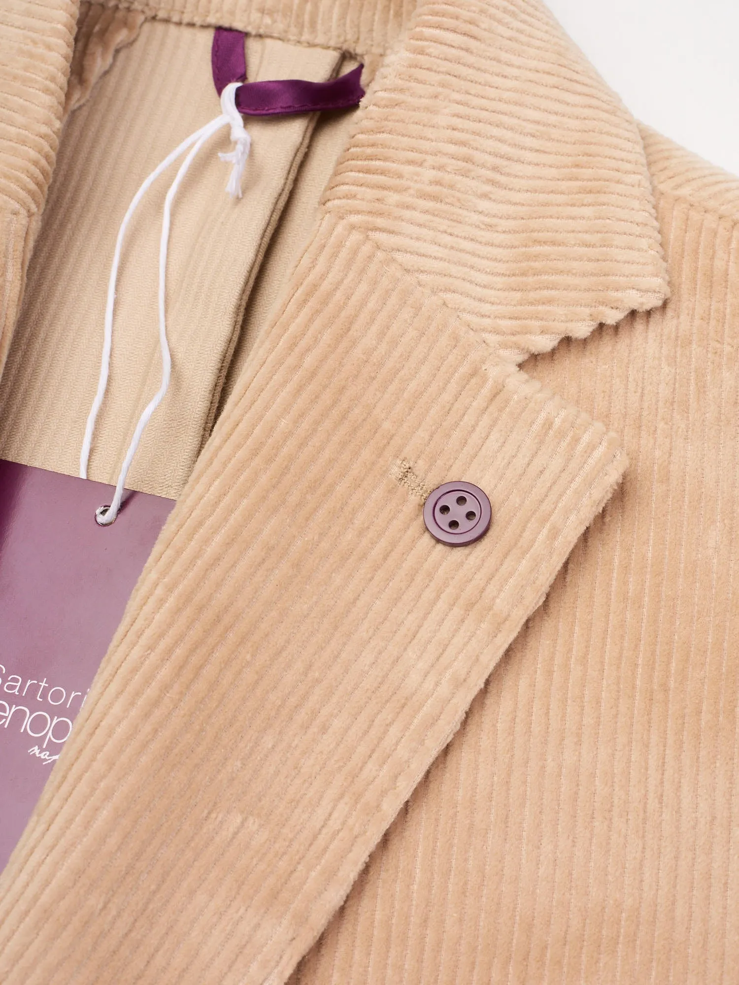 SARTORIA PARTENOPEA Beige Corduroy Unlined Suit EU 50 NEW US 40 Current Model