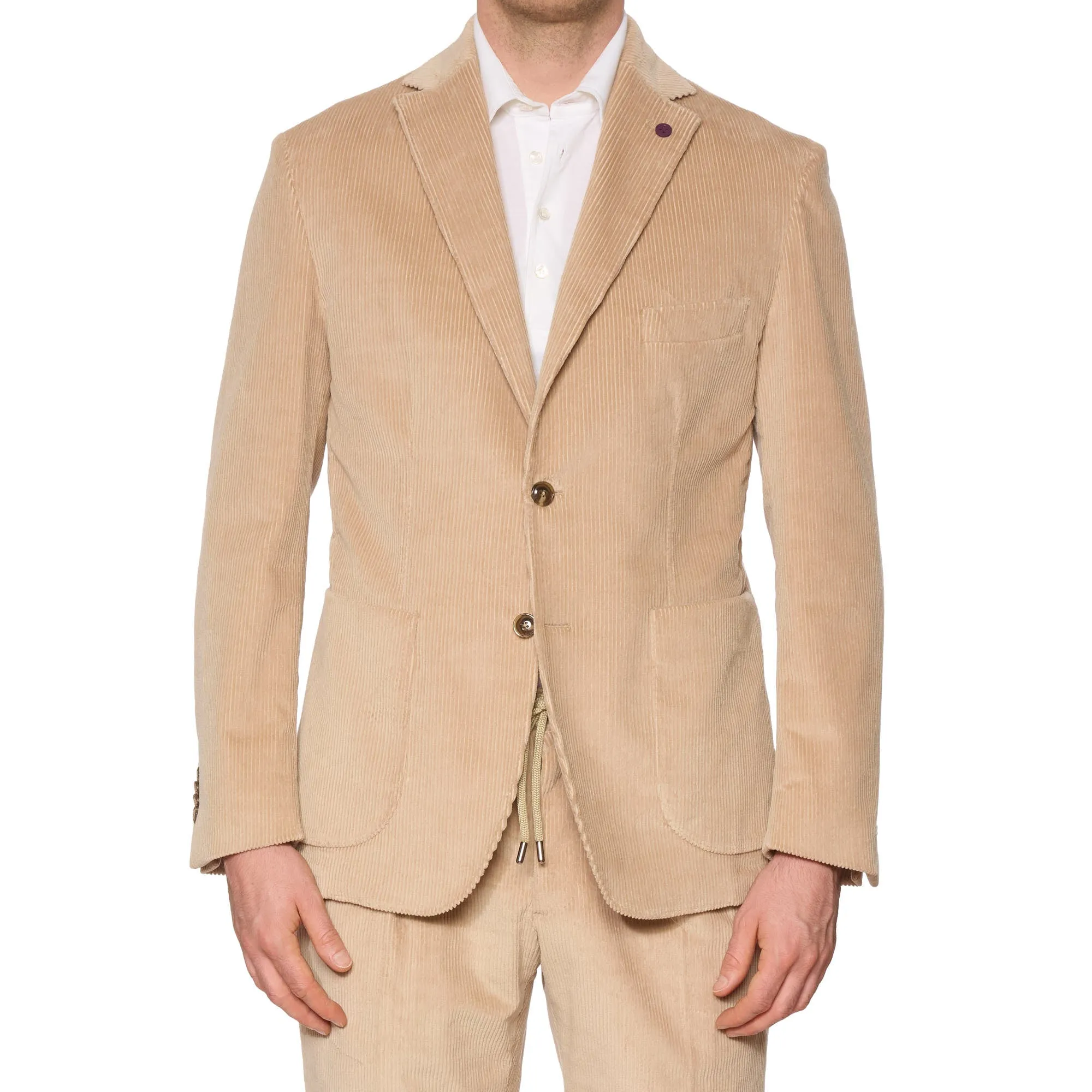 SARTORIA PARTENOPEA Beige Corduroy Unlined Suit EU 50 NEW US 40 Current Model