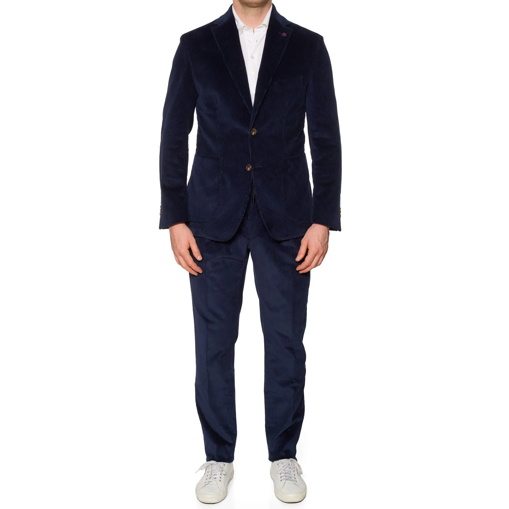 SARTORIA PARTENOPEA Blue Corduroy Cotton Suit EU 50 NEW US 38 40 Current Model