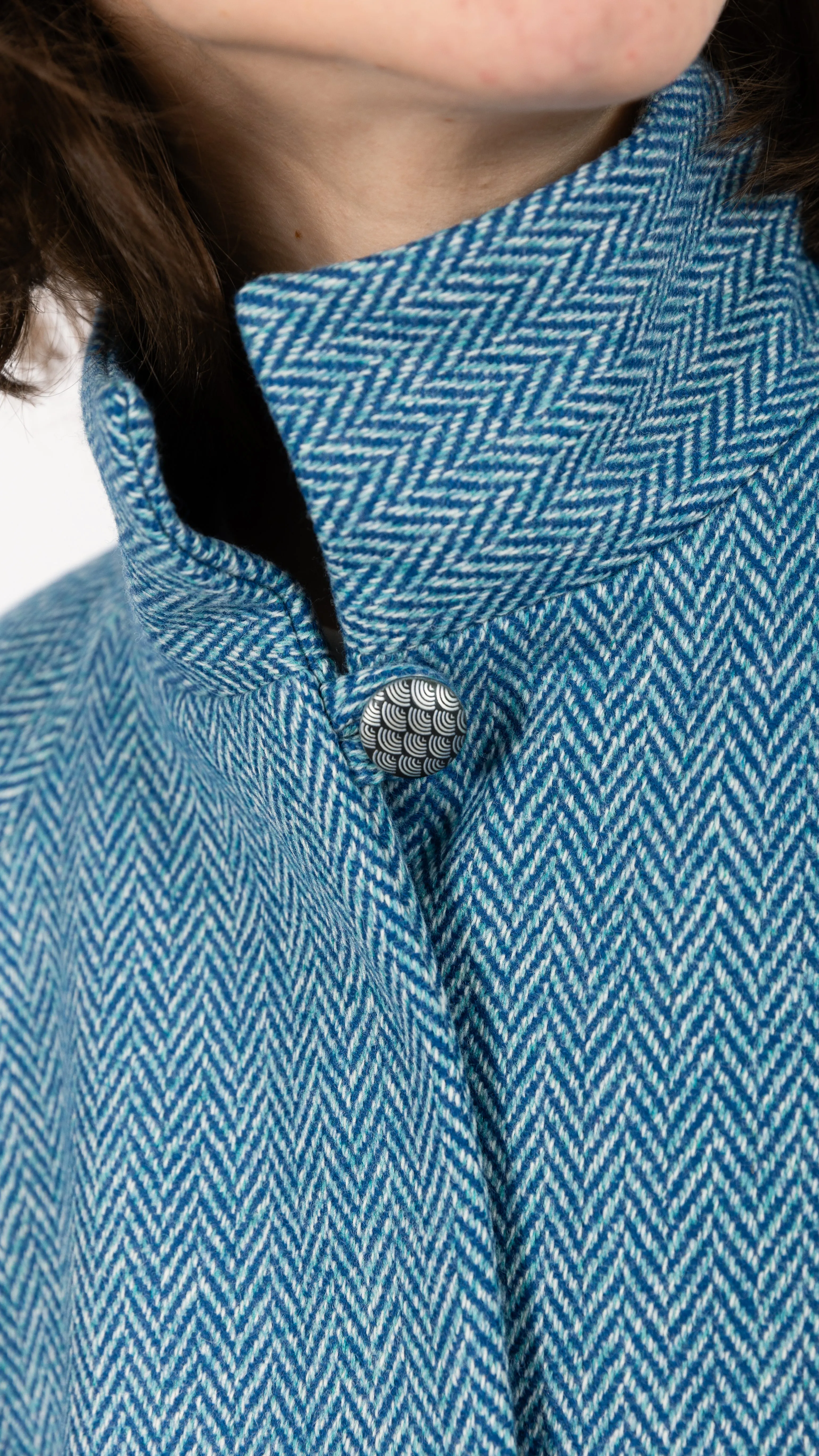 Scarlett Herringbone Wool Cape Coat