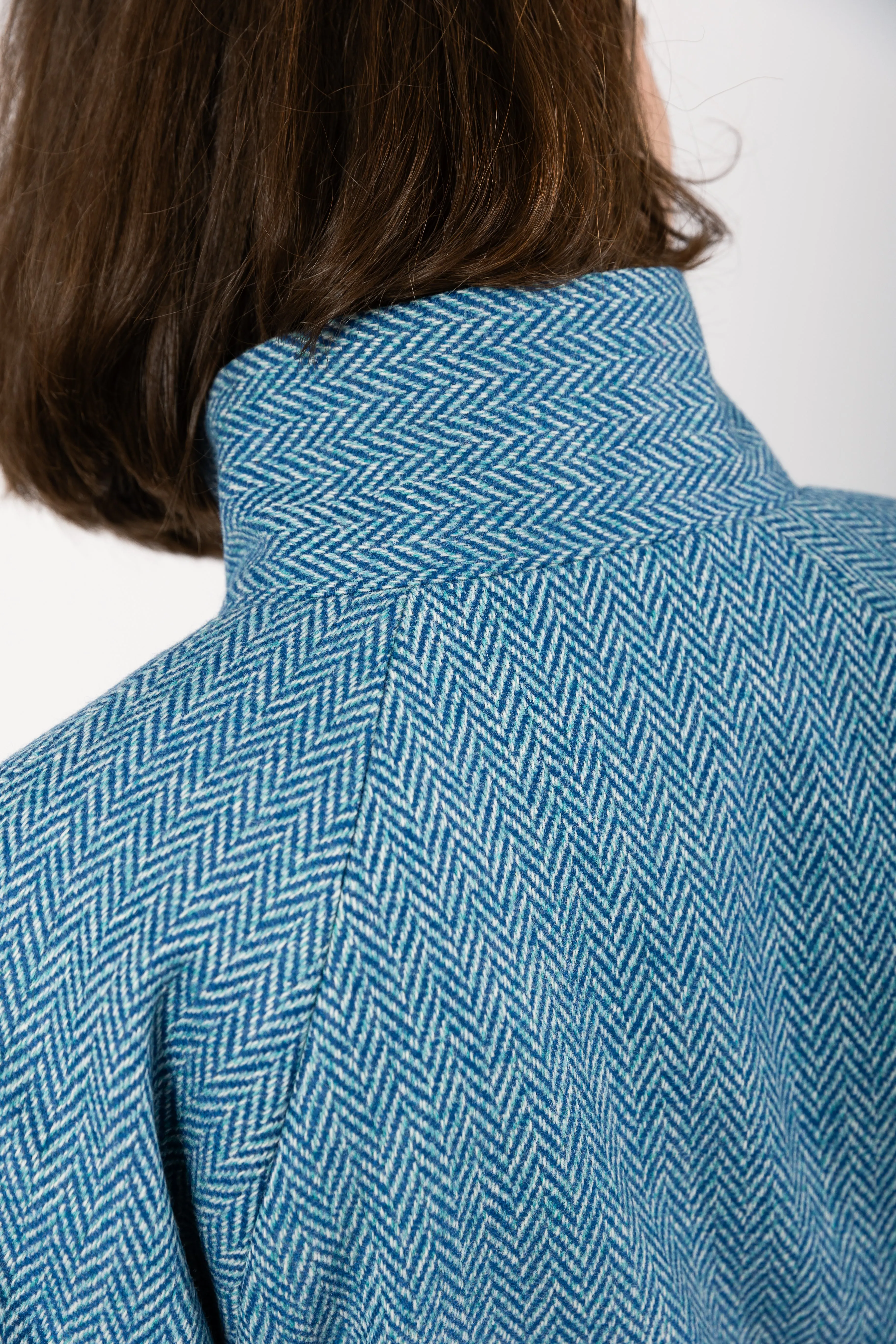 Scarlett Herringbone Wool Cape Coat