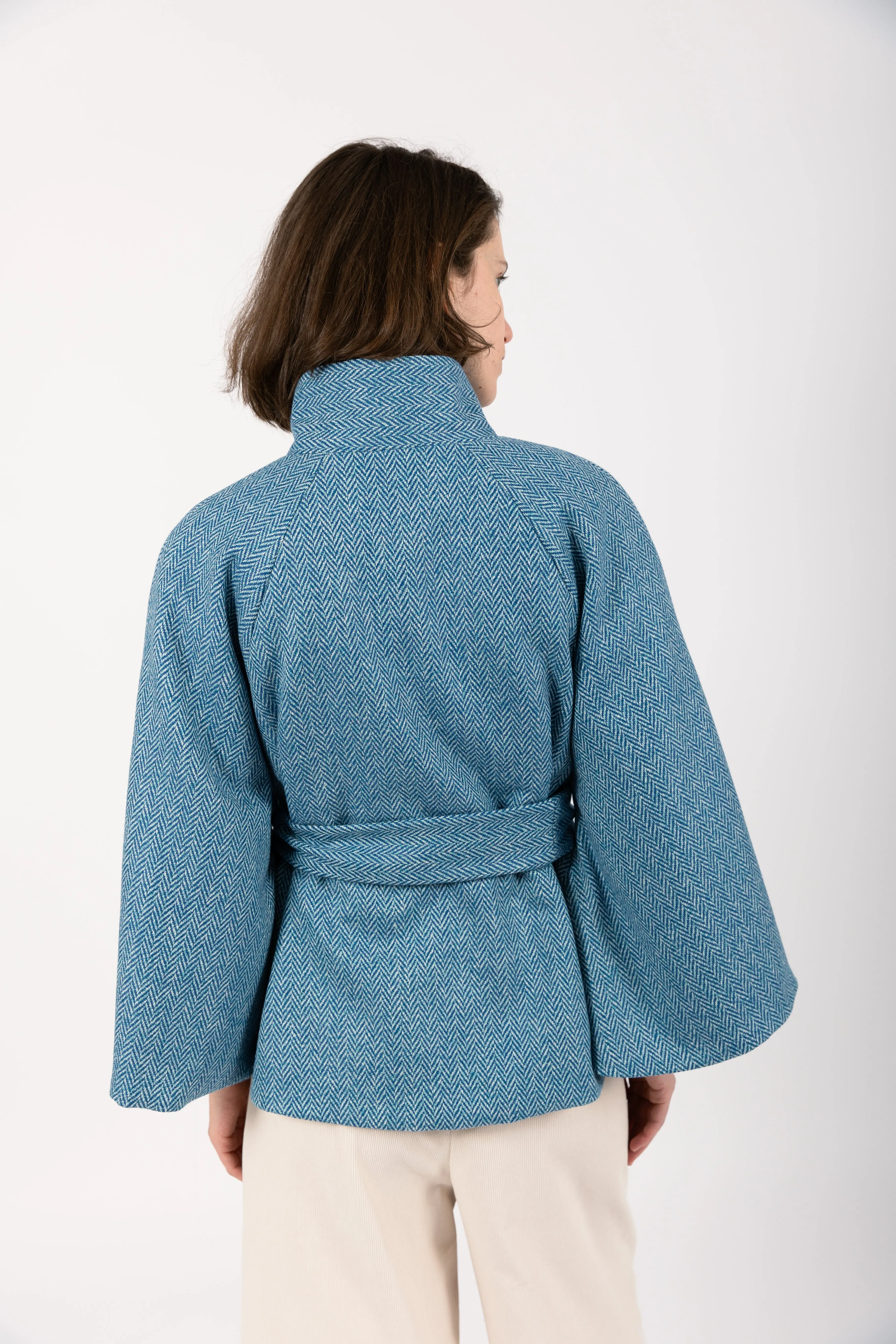 Scarlett Herringbone Wool Cape Coat