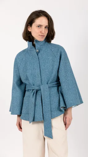 Scarlett Herringbone Wool Cape Coat