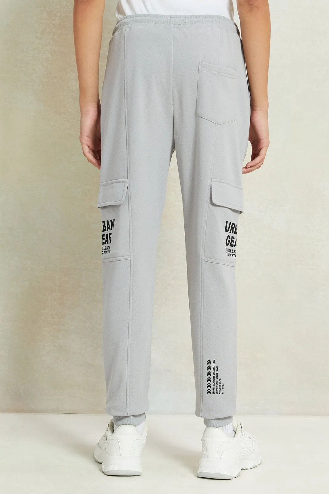 Senior Boys Grey Printed Cargo Active Pants