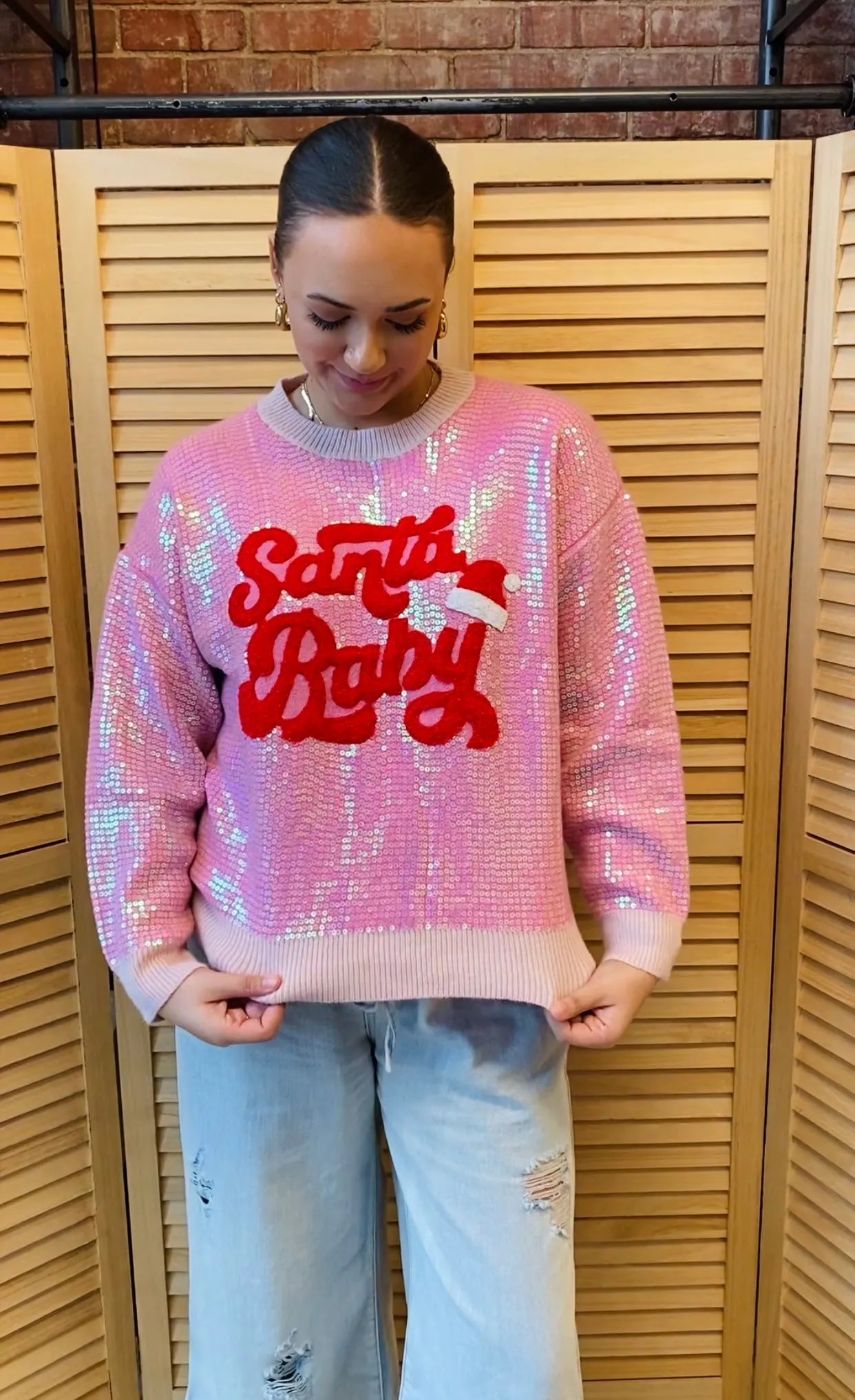 Sequin Covered Santa Baby Sweater