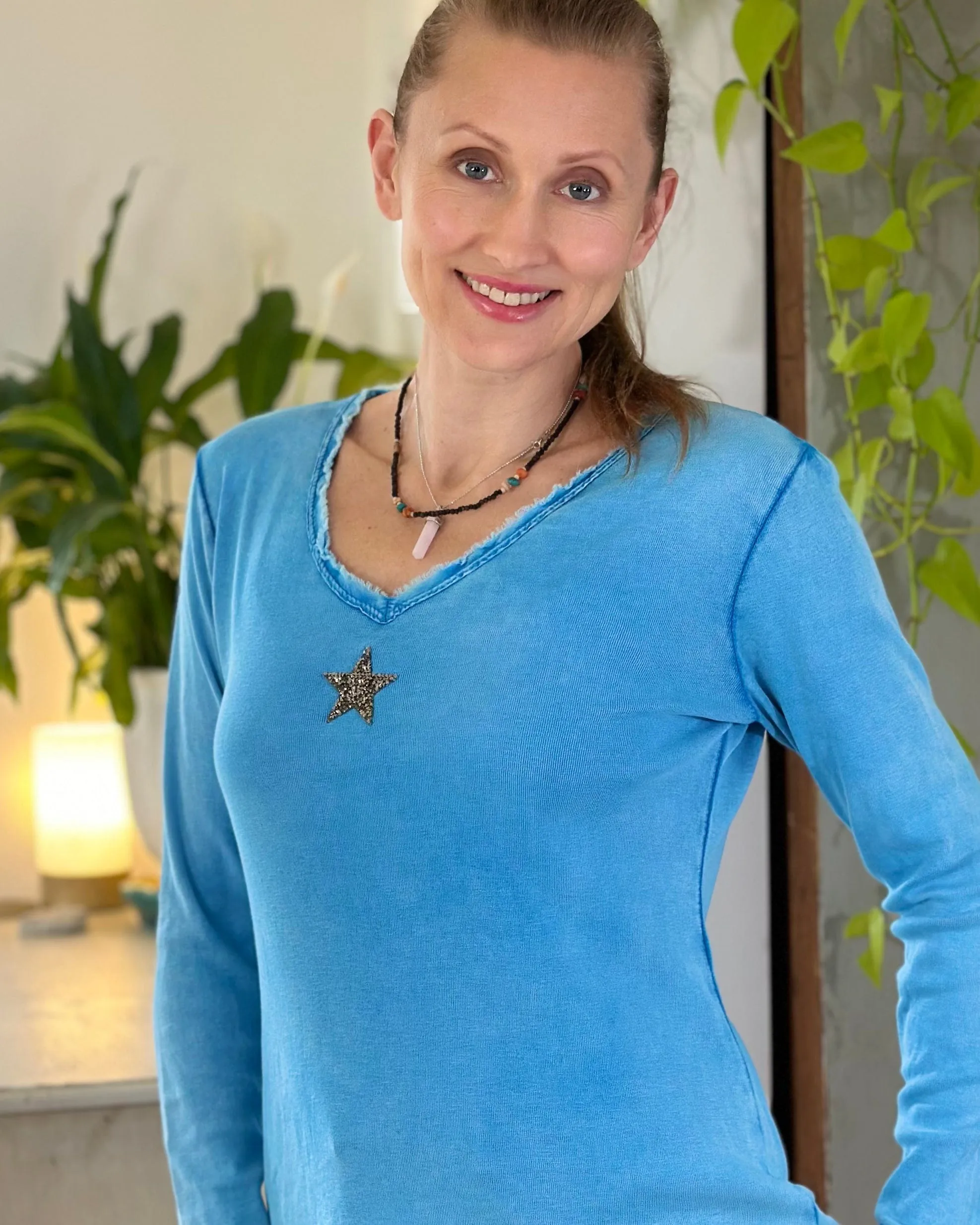 Sequin Star Long Sleeved T-Shirt - Blue