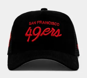 Shoe Palace Exclusive San Francisco 49ers Script Corduroy 9Forty Trucker Mens Hat (White/Red)