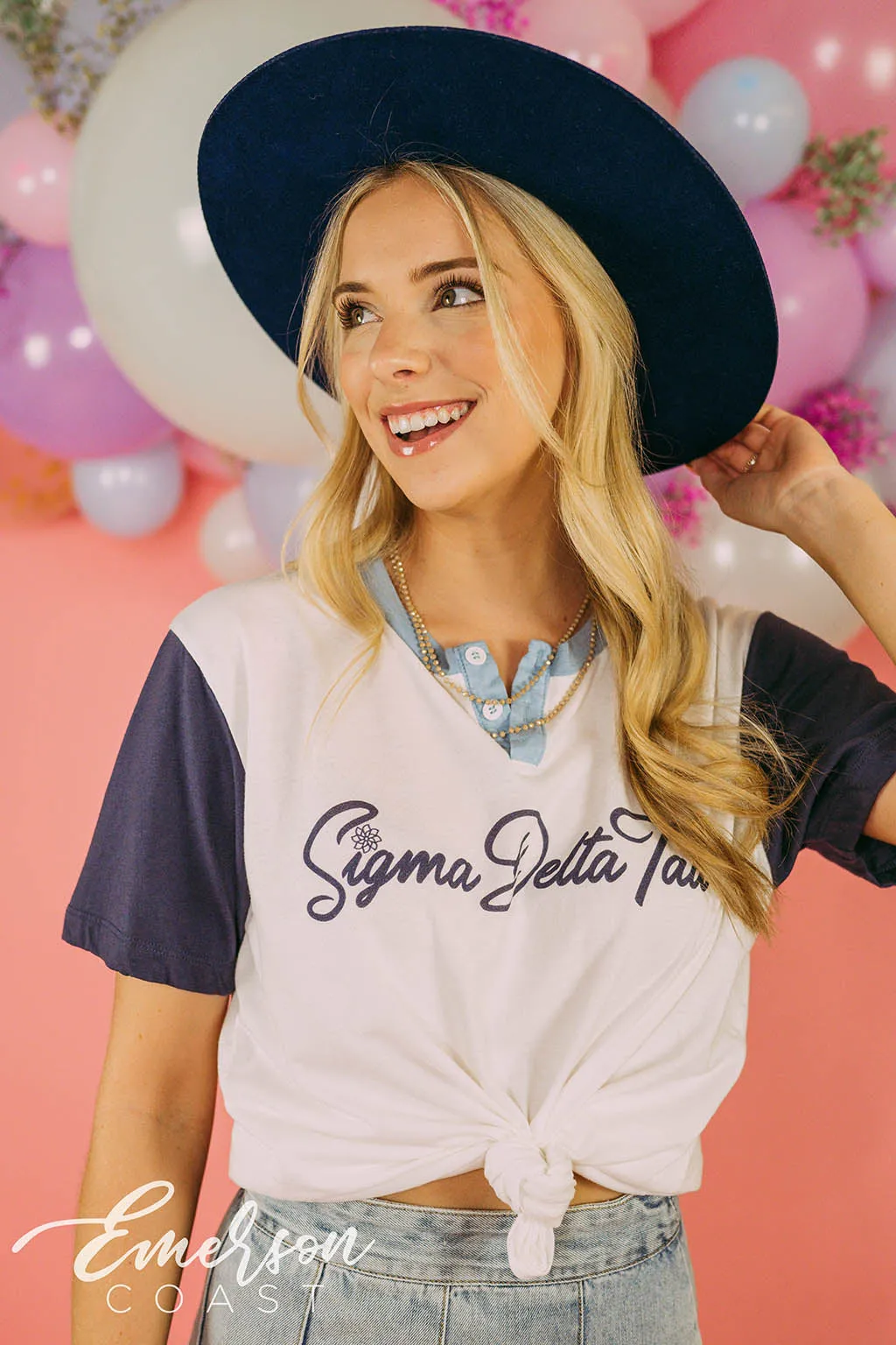 Sigma Delta Tau Colorblock Henley