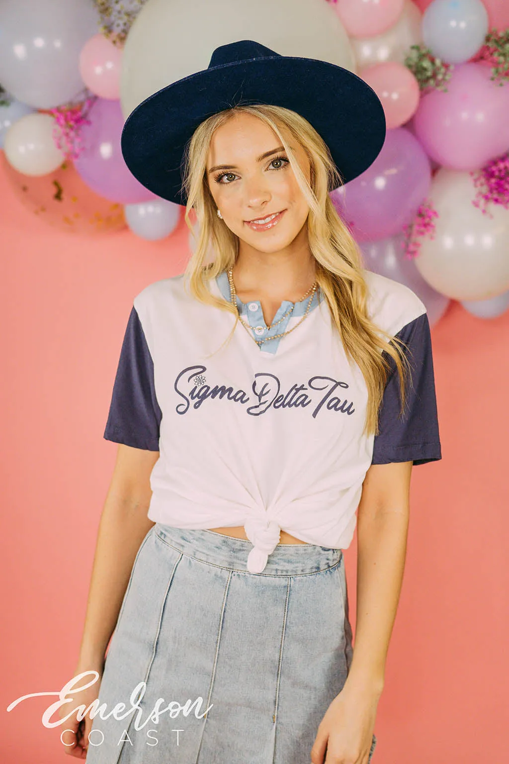 Sigma Delta Tau Colorblock Henley