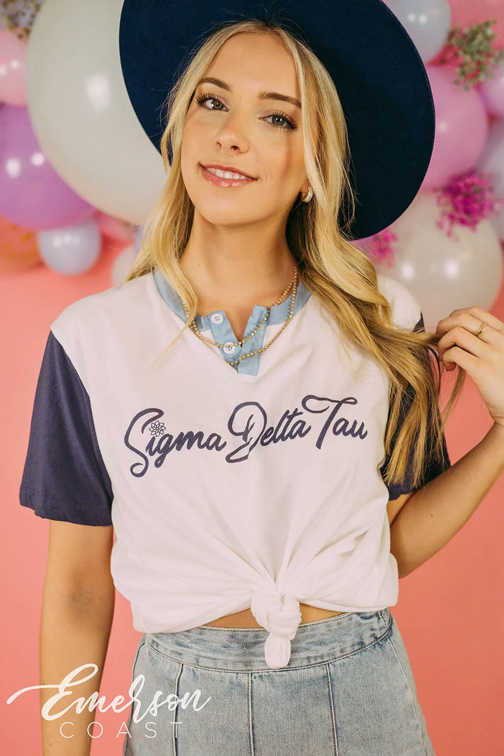 Sigma Delta Tau Colorblock Henley