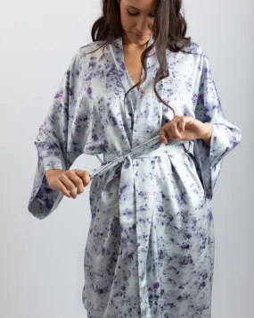 Silk Kimono Robe - Purple Carnation