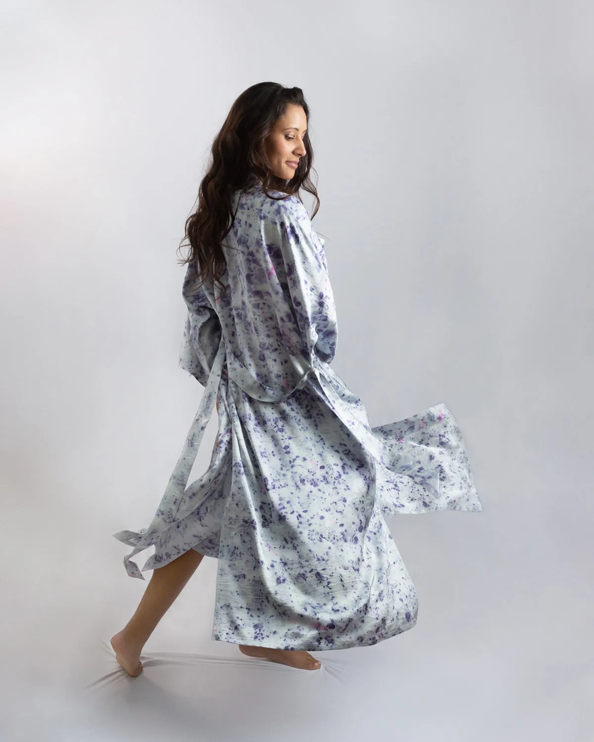 Silk Kimono Robe - Purple Carnation